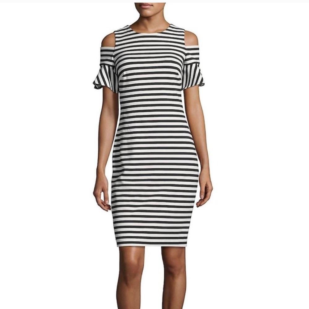 NEW Calvin Klein Black and White Strip Dress